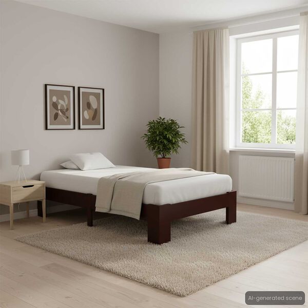 vidaXL sengestel 100x200 cm massivt fyrretræ mørkebrun