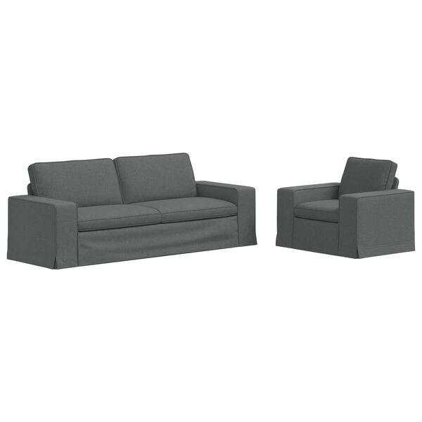 vidaXL Sofa S&aelig;t 2 pcs M&oslash;rkegr&aring; 222 x 80 x 82 cm Stof