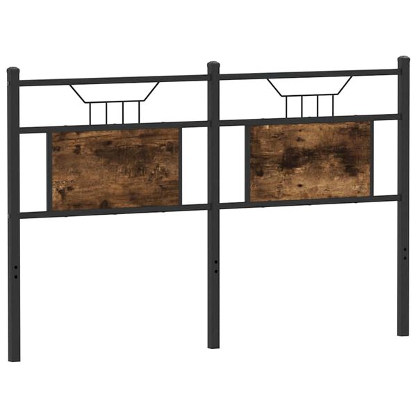 vidaXL sengegavl 137 cm konstrueret tr&aelig; og st&aring;l r&oslash;get egetr&aelig;sfarve