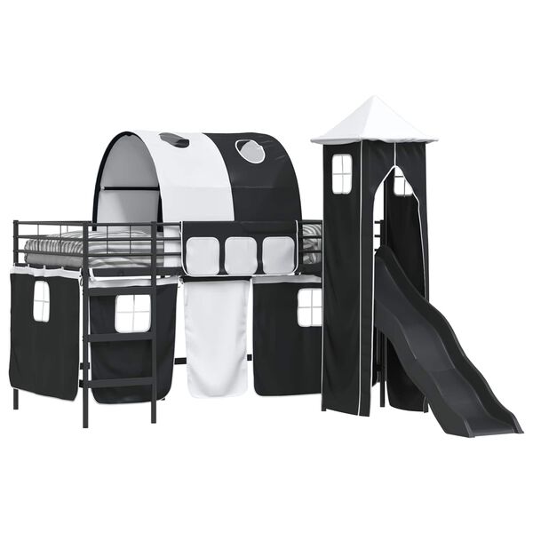 vidaXL B&oslash;rns Loft Seng Ramme Sort 99,5 x 200 cm Metal