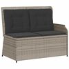 vidaXL haveb&aelig;nk med hynder og l&aelig;nefunktion polyrattan lysegr&aring;