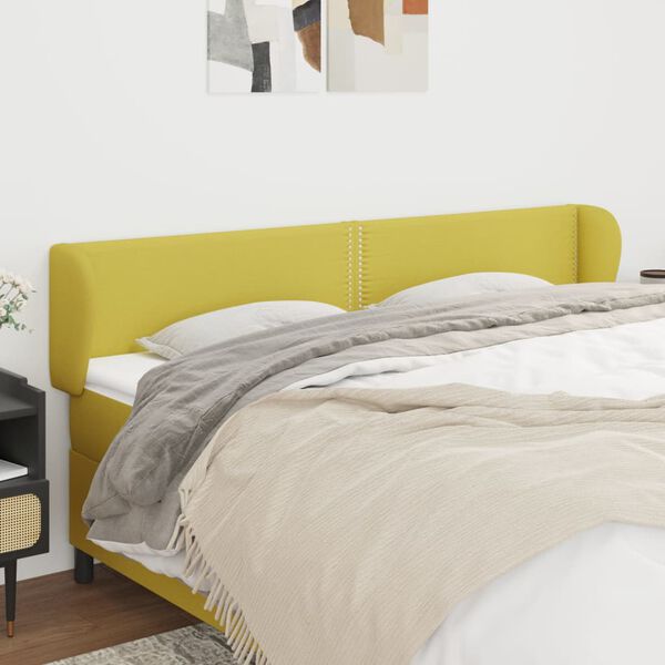 vidaXL sengegavl med kanter 163x23x78/88 cm stof gr&oslash;n