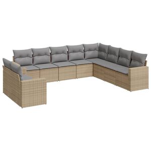 vidaXL sofas&aelig;t til haven 10 dele med hynder polyrattan beige