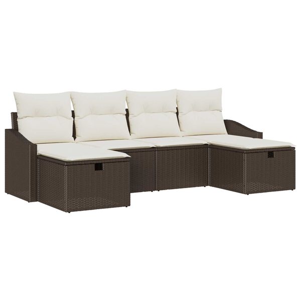 vidaXL Sofa S&aelig;t med pude 6 pcs polyrattan