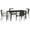 vidaXL Have Spisebordss&aelig;t med pude 5 pcs Sort polyrattan