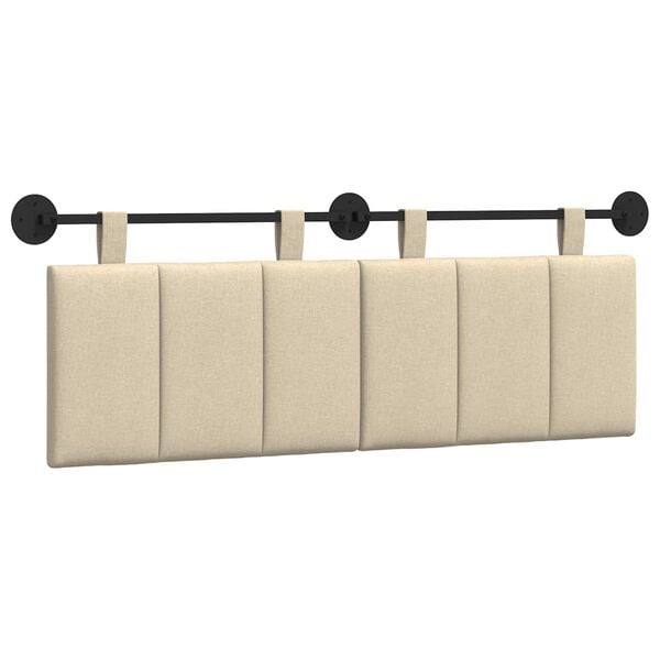 vidaXL H&aelig;ngende Hovedgavl V&aelig;gmonteret Creme 150 x 55 x 5 cm Stof