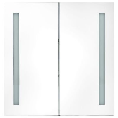 vidaXL badeværelsesskab med spejl + LED-lys 62x14x60 cm skinnende hvid