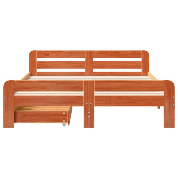 vidaXL sengeramme uden madras 140x190 cm massivt fyrretr&aelig; gyldenbrun