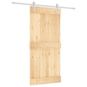 vidaXL Skyded&oslash;r Natur og hvid 95 x 210 cm Massivt Fyrretr&aelig;