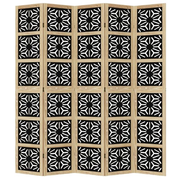 vidaXL rumdeler 5 paneler massivt kejsertr&aelig; brun og sort