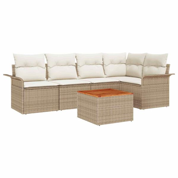 vidaXL Havesofa Sæt med pude med opbevaring 6 pcs Beige og creme