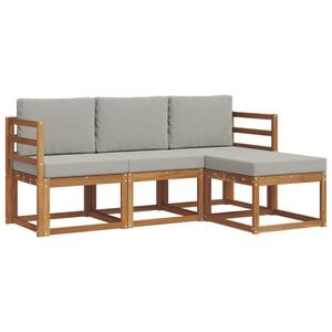 vidaXL Udend&oslash;rs sofagruppe med pude 4 pcs Naturlig og Lys Gr&aring;