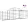 vidaXL buede gabionkurve 11 stk. 200x30x60/80 cm galvaniseret jern