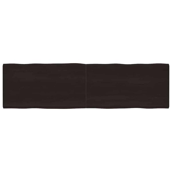 vidaXL bordplade 220x60x(2-6) cm naturlig kant behandlet tr&aelig; m&oslash;rkebrun