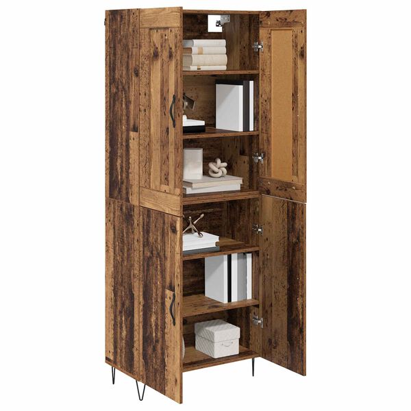 vidaXL Highboard Gammelt træ 69,5 x 34 x 180 cm Konstrueret træ