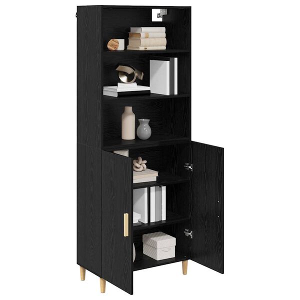 vidaXL Highboard Sort eg 69,5 x 32,5 x 180 cm Konstrueret tr&aelig;