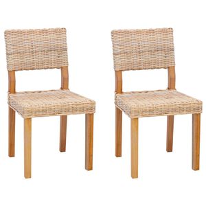 vidaXL Spisestuestol GENDT 2 stk. Kubu rattan Naturfarvet