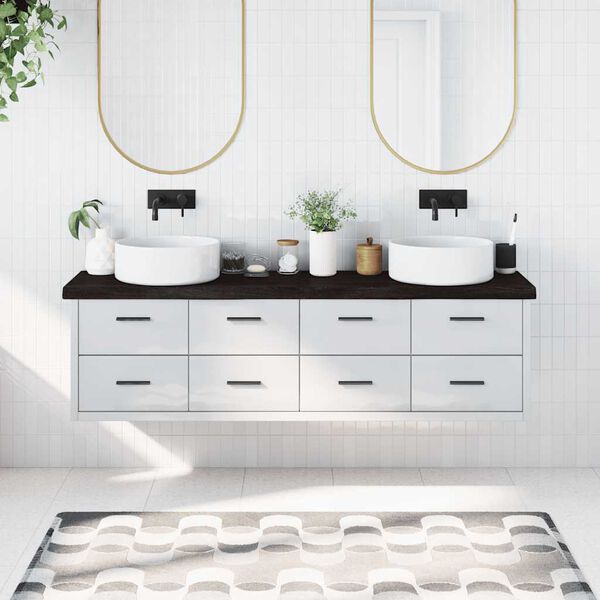 vidaXL bordplade til badeværelse 180x40x(2-6) cm massivt træ mørkebrun