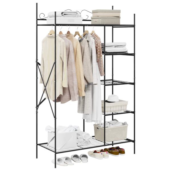 vidaXL &Aring;ben Garderobe med hylde Sort 104,5 x 45 x 172 cm St&aring;l