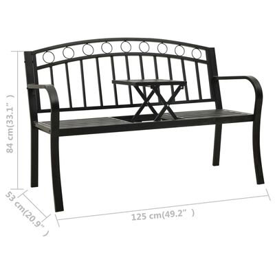 vidaXL havebænk med bord 125 cm stål sort