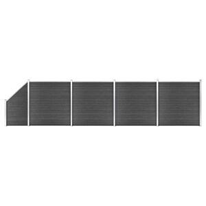 vidaXL hegnspanels&aelig;t 792x(105-186) cm WPC sort