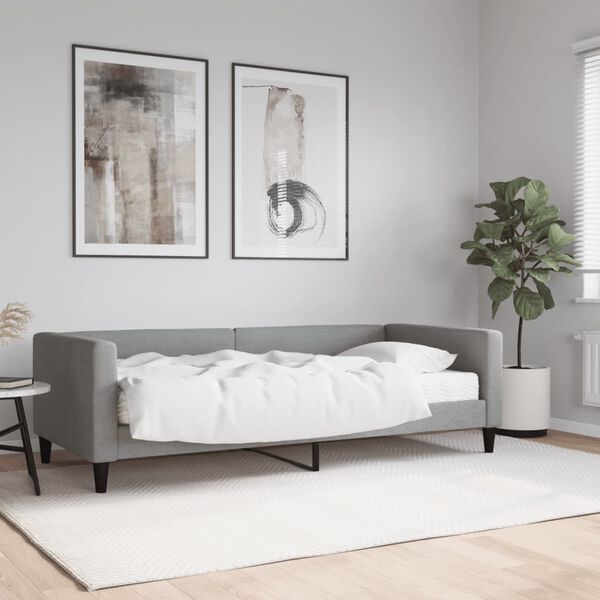 vidaXL daybed med madras 90x190 cm stof lysegrå