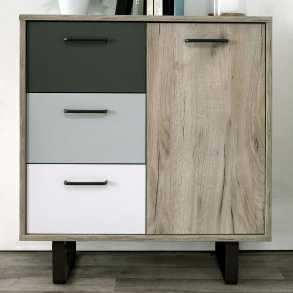 Finori kommode Orlando 1 gr&aring; og egetr&aelig;sfarvet