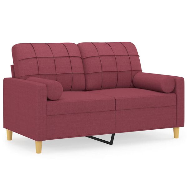 vidaXL 2-personers sofa med pyntepuder 120 cm stof vinrød