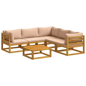 vidaXL Sofa S&aelig;t 6 stk. Naturfarvet Massivt Akacietr&aelig;