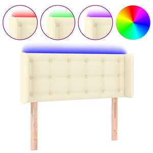vidaXL sengegavl med LED-lys 93x16x78/88 cm kunstl&aelig;der cremefarvet