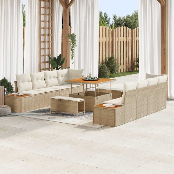 vidaXL Havesofa Sæt 11 pcs Beige polyrattan