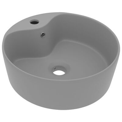 vidaXL luksuriøs håndvask med overløb 36x13 cm keramik mat lysegrå