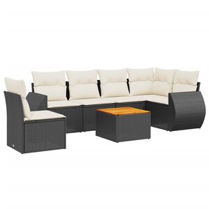 vidaXL sofas&aelig;t til haven 7 dele med hynder polyrattan sort