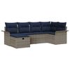 vidaXL Havesofa S&aelig;t med pude 6 pcs Gr&aring; og Marinebl&aring; polyrattan