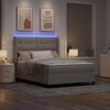 vidaXL LED Box Spring Bed med madras Gr&aring;brun 140 x 190 cm Stof