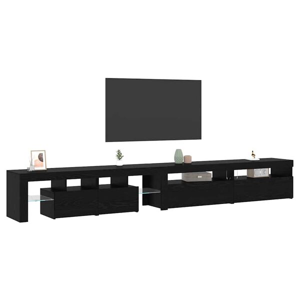 vidaXL TV-skab med LED 3 pcs Sort eg 290 x 37 x 40 cm Konstrueret tr&aelig;