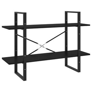 vidaXL bogreol med 2 hylder 100x30x70 cm massivt fyrretr&aelig; sort