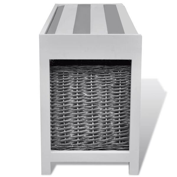 Hvid opbevarings- og entr&eacute;b&aelig;nk med pudetop 3 kurve