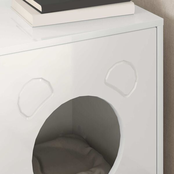 vidaXL Kat Hus Gloss Hvid 42,5 x 40 x 52,5 cm Konstrueret træ