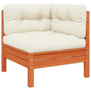 vidaXL hj&oslash;rnemodul med hynder massivt fyrretr&aelig; gyldenbrun