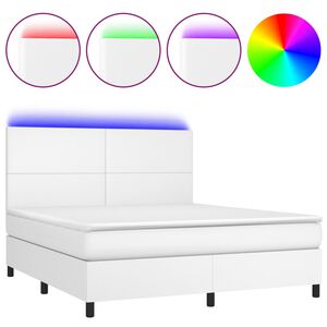 vidaXL kontinentalseng med LED-lys 180x200 cm kunstl&aelig;der hvid
