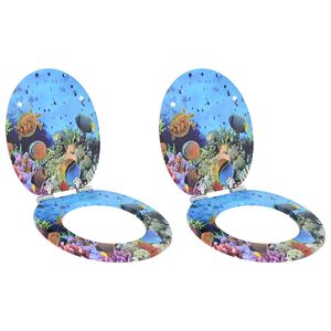 vidaXL Bl&oslash;dt lukket toiletbr&aelig;t 2 pcs Dybt Havbl&aring; 44 x 38 cm MDF plade