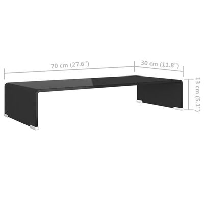 vidaXL TV-stander/monitorstand sort glas 70x30x13 cm