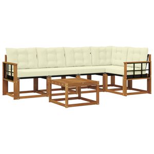 vidaXL Udend&oslash;rs sofagruppe med pude 6 pcs Naturlig og Fl&oslash;de