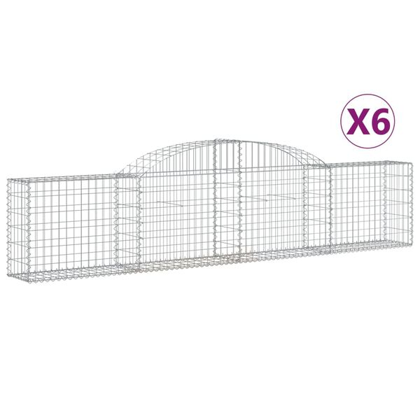 vidaXL buede gabionkurve 6 stk. 300x30x60/80 cm galvaniseret jern
