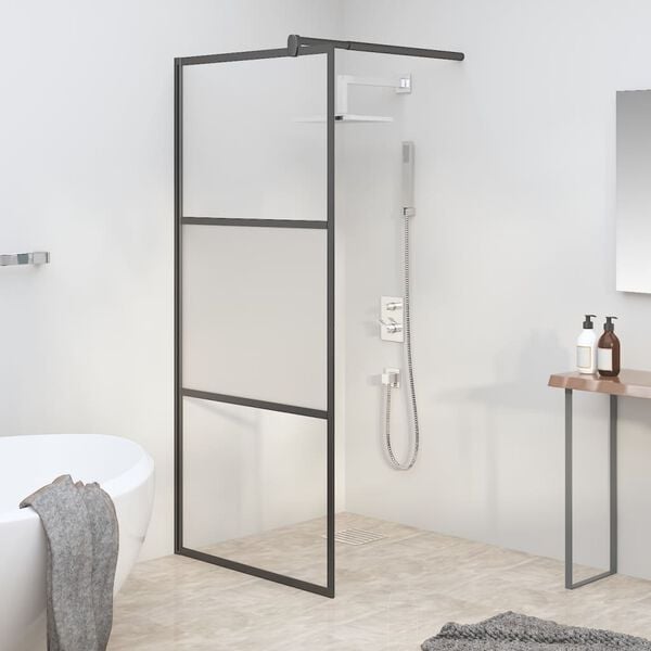 vidaXL brusev&aelig;g 90x195 cm halvmatteret sikkerhedsglas sort