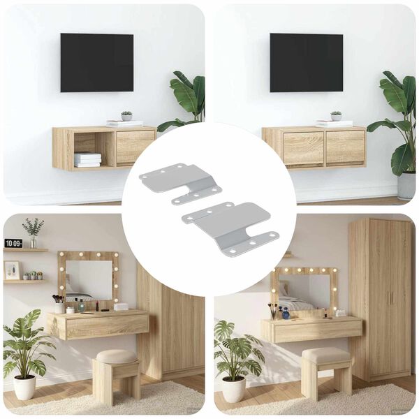 vidaXL Flush Mount Beslag 2 pcs S&oslash;lv 75 x 66 x 1,4 mm St&aring;l