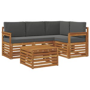 vidaXL Udend&oslash;rs sofagruppe med pude 5 pcs Naturlig og Antracit