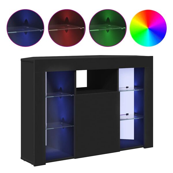 vidaXL Hj&oslash;rne LED TV Skab V&aelig;gmonteret Sort 100x40x68cm Konstrueret tr&aelig;