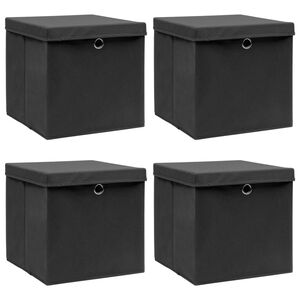 vidaXL opbevaringskasser med l&aring;g 4 stk. 32x32x32 stof sort